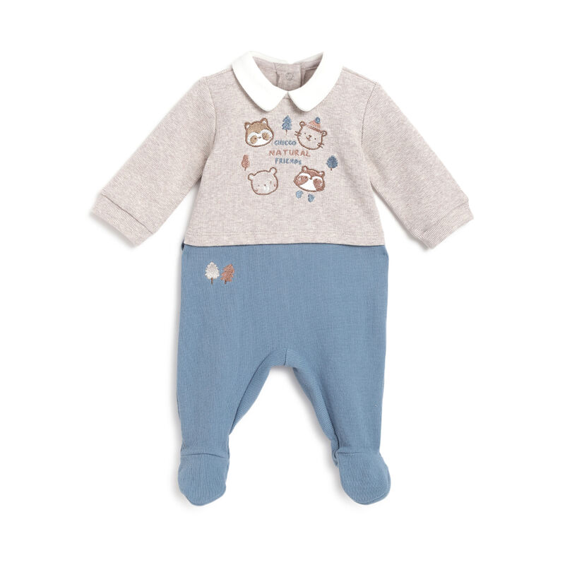 Boys Medium Natural Applique Nappy Opening Babysuit image number 0